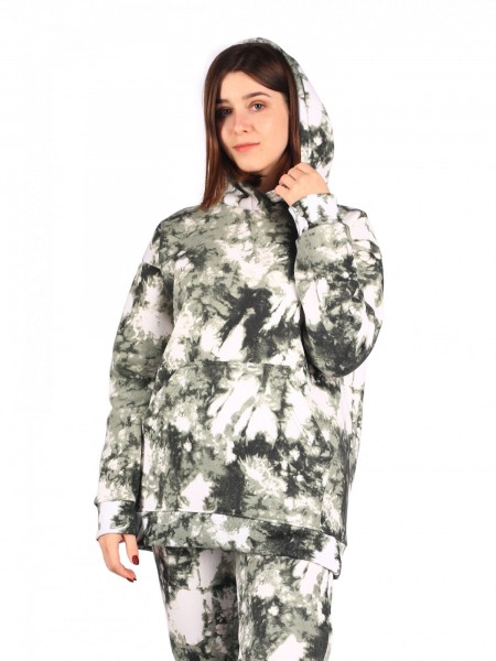 Толстовка женская футер начес 3-х нитка пенье Метель зелень