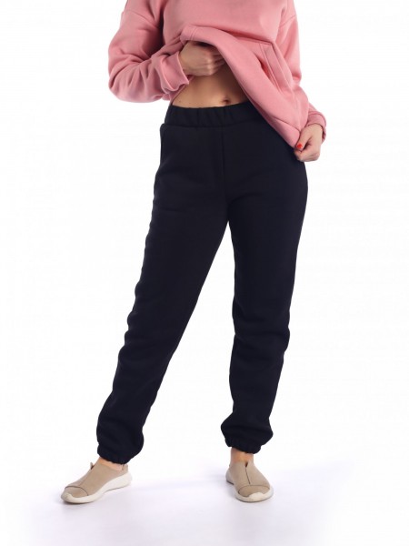 Брюки женские футер начес 3-х нитка пенье Рокси черный