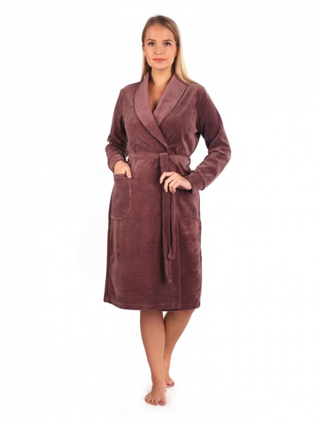 Халат женский велюровый на запах Новелла слива