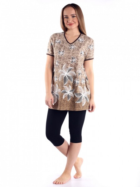 Костюм женский кулирка с бриджами Альбина бежевый