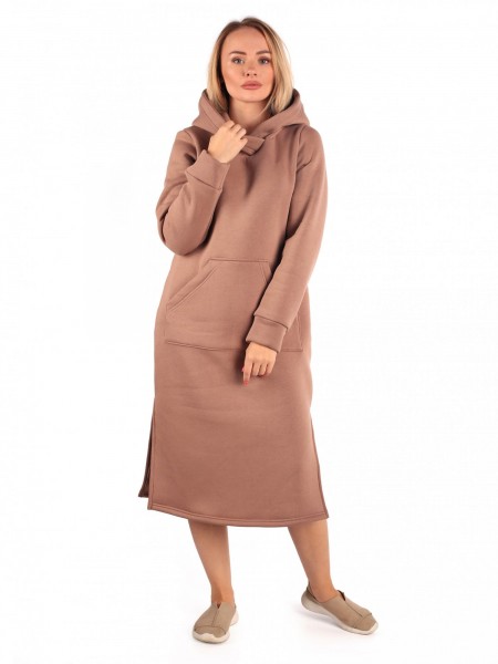 Платье женское футер 3-х нитка начес пенье Дина кофе