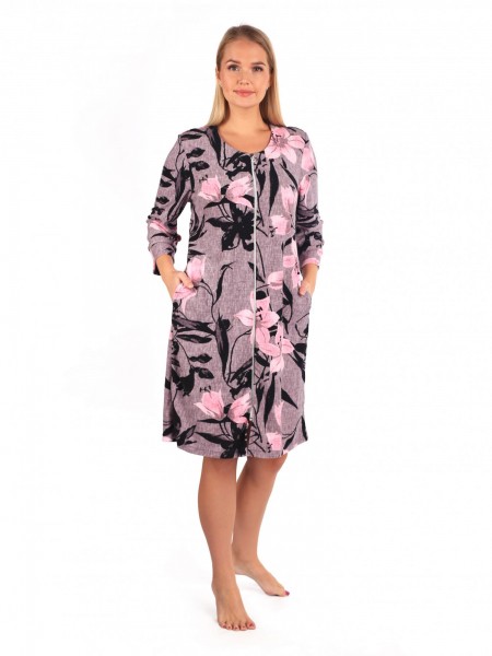 Халат женский махровый на молнии Рошель лилии