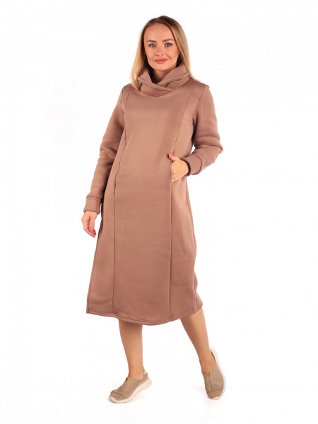 Платье женское футер 3-х нитка начес пенье Тони кофе