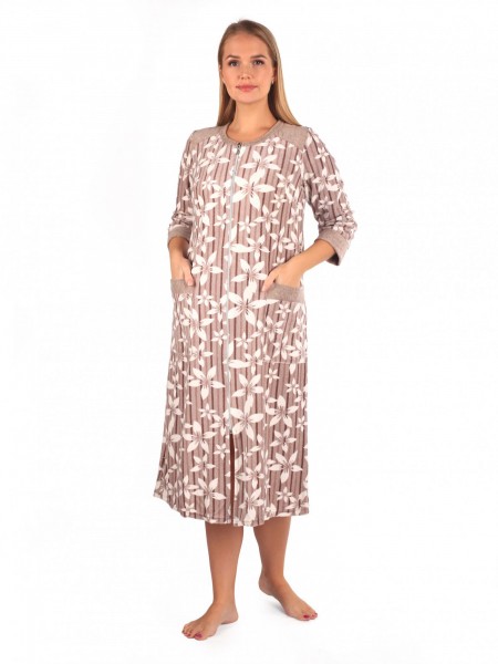 Халат женский махровый на молнии Офелия розовый