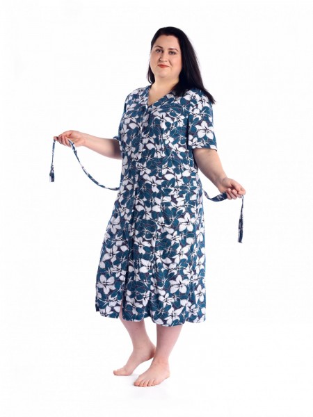 Халат женский кулирка Классика бирюзовый