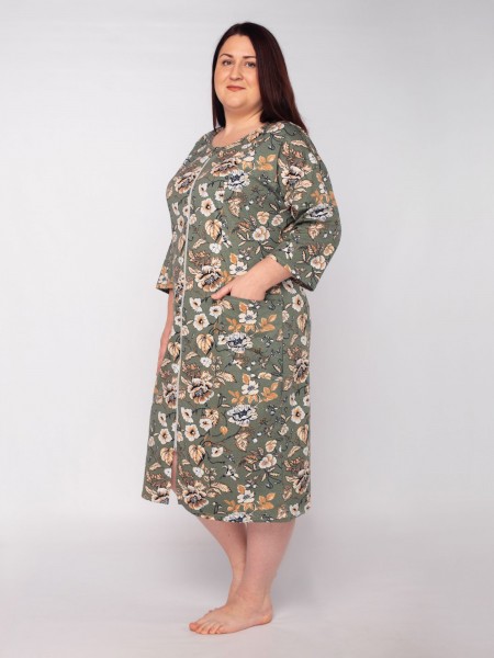 Халат женский кулирка на молнии Алтея зелень