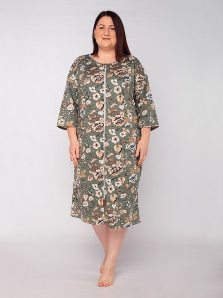 Халат женский кулирка на молнии Алтея зелень 1