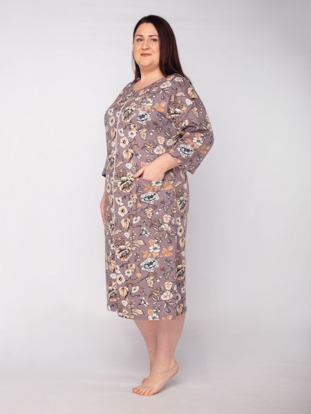 Халат женский кулирка на молнии Алтея сирень