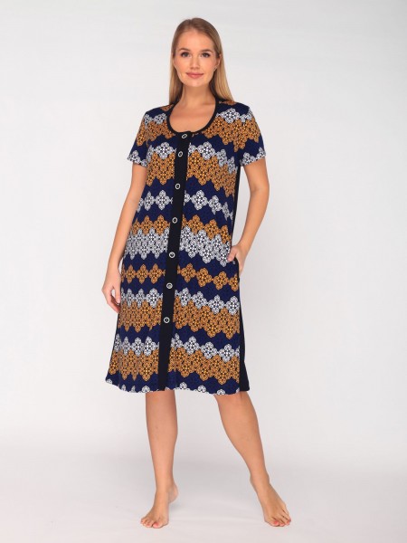 Халат женский интерлок на пуговицах Вензеля