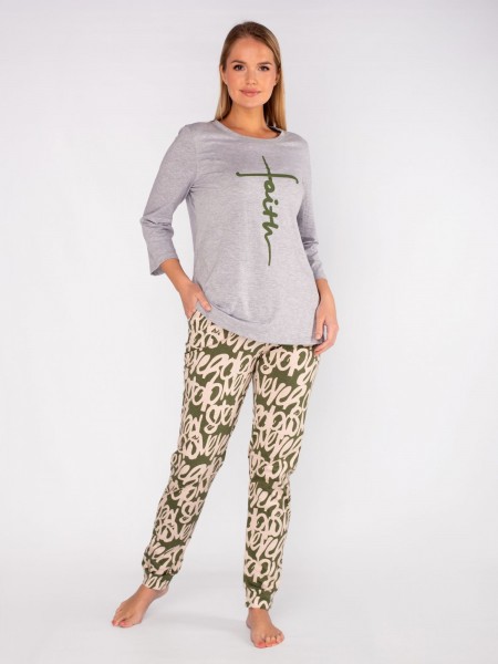 Костюм женский кулирка с брюками Эшли хаки