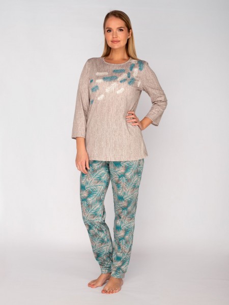 Костюм женский кулирка с брюками Стеша бирюза