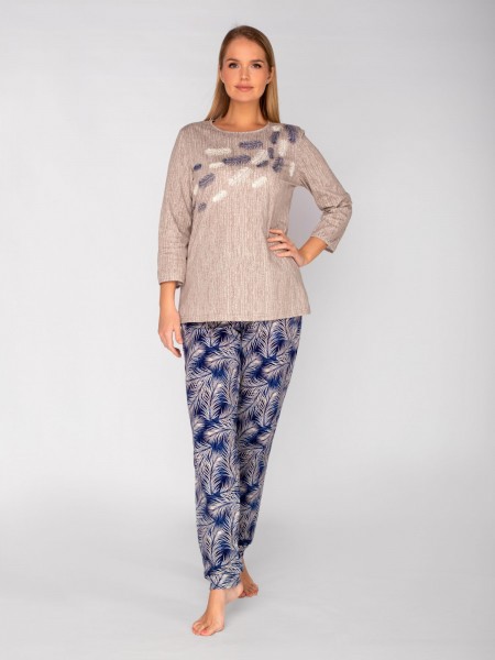 Костюм женский кулирка с брюками Стеша синий