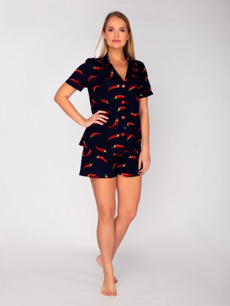 Костюм женский кулирка с шортами Олеся перчик