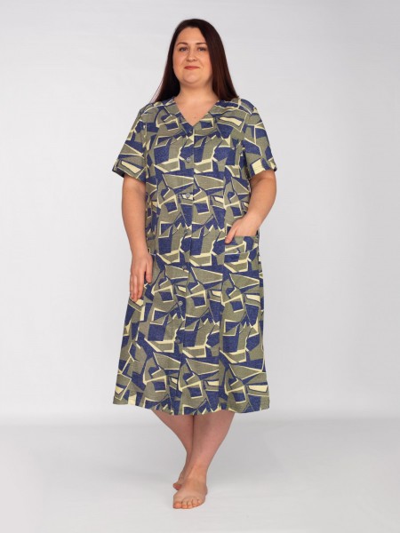 Халат женский кулирка Классика хаки 2