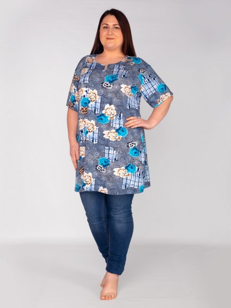 Туника женская вискоза Аксинья роза голубая