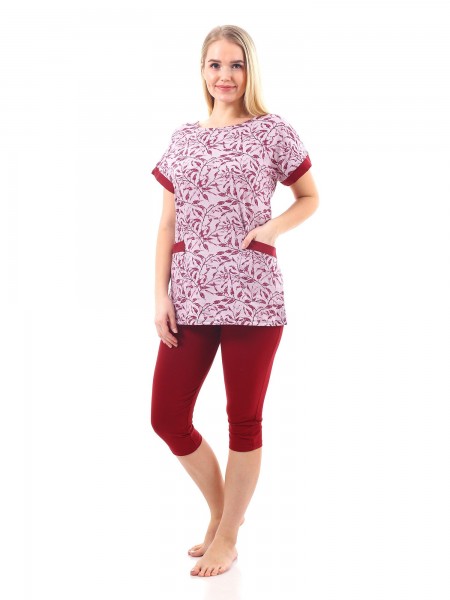 Костюм женский кулирка с бриджами Вива бордо