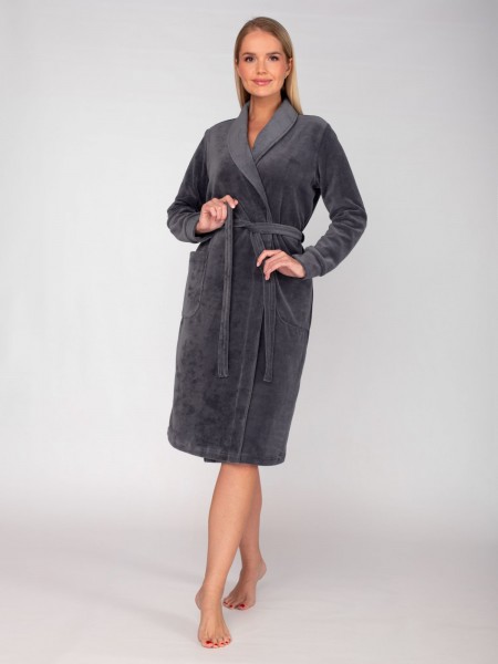 Халат женский велюровый на запах Новелла графит