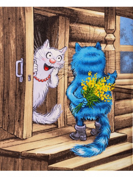 Полотенце вафельное рогожка Кошки р.45*60