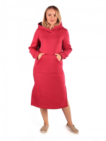 Платье женское футер 3-х нитка начес пенье Дина малина