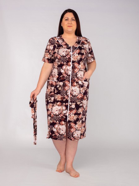 Халат женский кулирка Фаина пион