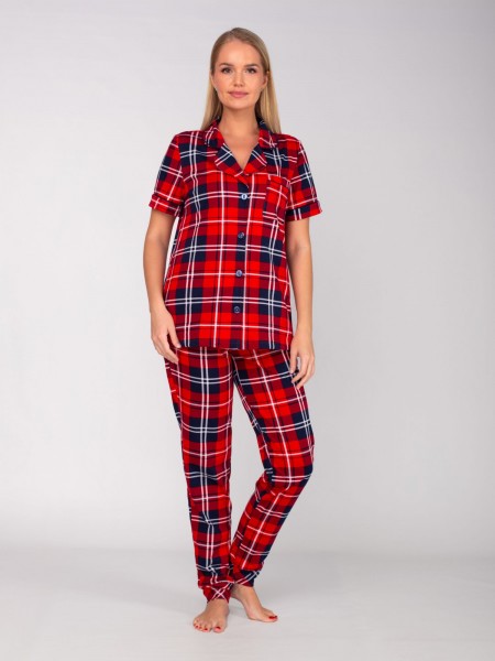 Костюм женский кулирка с брюками Хлоя красный