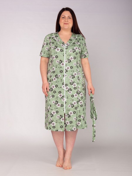 Халат женский кулирка Фаина полянка зелень