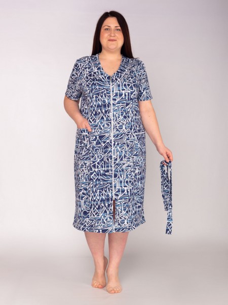 Халат женский кулирка Фаина синий