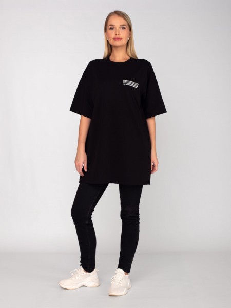 Туника женская кулирка с лайкрой Оверсайз черный