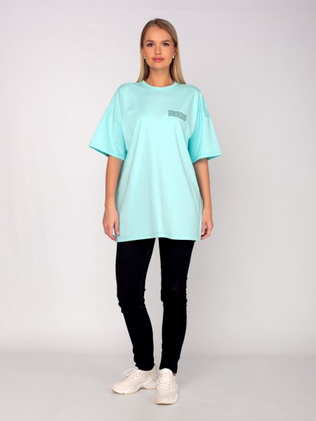Туника женская кулирка с лайкрой Оверсайз ментол