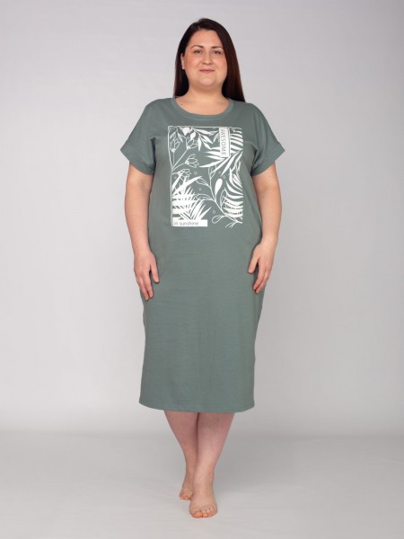 Платье женское кулирка Гармония серо-зеленый