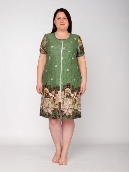 Халат женский кулирка на молнии Грация зелень