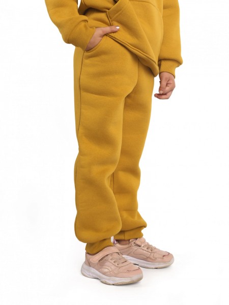 Брюки детские футер начес Бейби стайл горчица С ДЕФЕКТОМ!