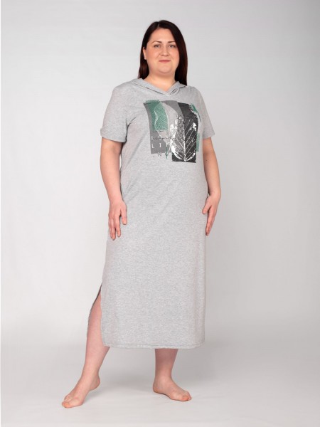 Платье женское кулирка с капюшоном Перфект меланж