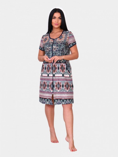 Халат женский кулирка на молнии Грация орнамент