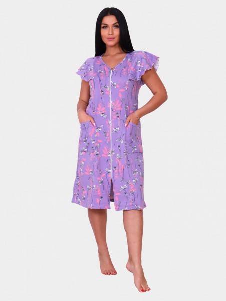 Халат женский кулирка на молнии Модница сирень