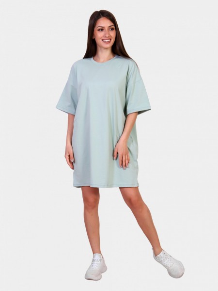 Платье оверсайз женское кулирка с лайкрой Кэти шалфей