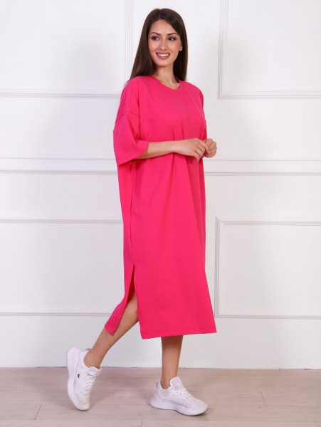 Платье оверсайз женское кулирка с лайкрой Лорена фуксия