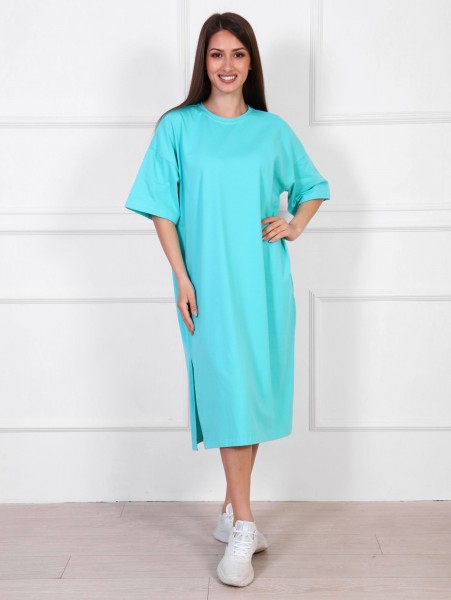 Платье оверсайз женское кулирка с лайкрой Лорена мята
