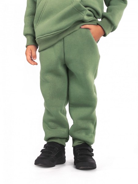 Брюки детские футер начёс 3-х нитка пенье Бейби стайл олива