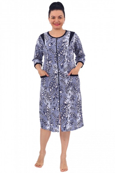 Халат женский кулирка на молнии Алтея голубой 1