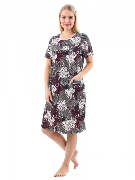 Платье женское кулирка Павлина лист красный