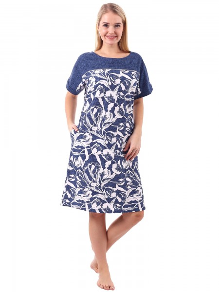 Туника женская кулирка Тюльпан синий