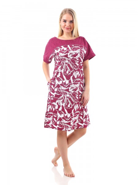 Туника женская кулирка Тюльпан бордо