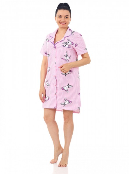 Халат женский кулирка на пуговицах Ричи 2 розовый