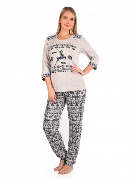 Костюм женский интерлок Скандинавия индиго