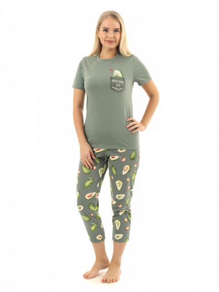 Костюм женский кулирка с брюками Тропики