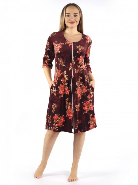 Халат женский вильмонт на молнии Армель бордо