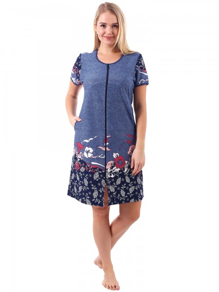 Халат женский кулирка на молнии Вальс