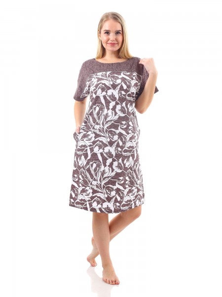 Туника женская кулирка Тюльпан коричневый