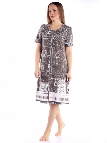 Халат женский кулирка на молнии Даяна коричневый МАЛОМЕРКИ!